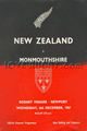 Monmouthshire v New Zealand 1967 rugby  Programmes